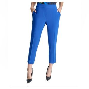 DKNY Petite Solid Elastic-Back Mid-Rise Ankle Pants Size 8